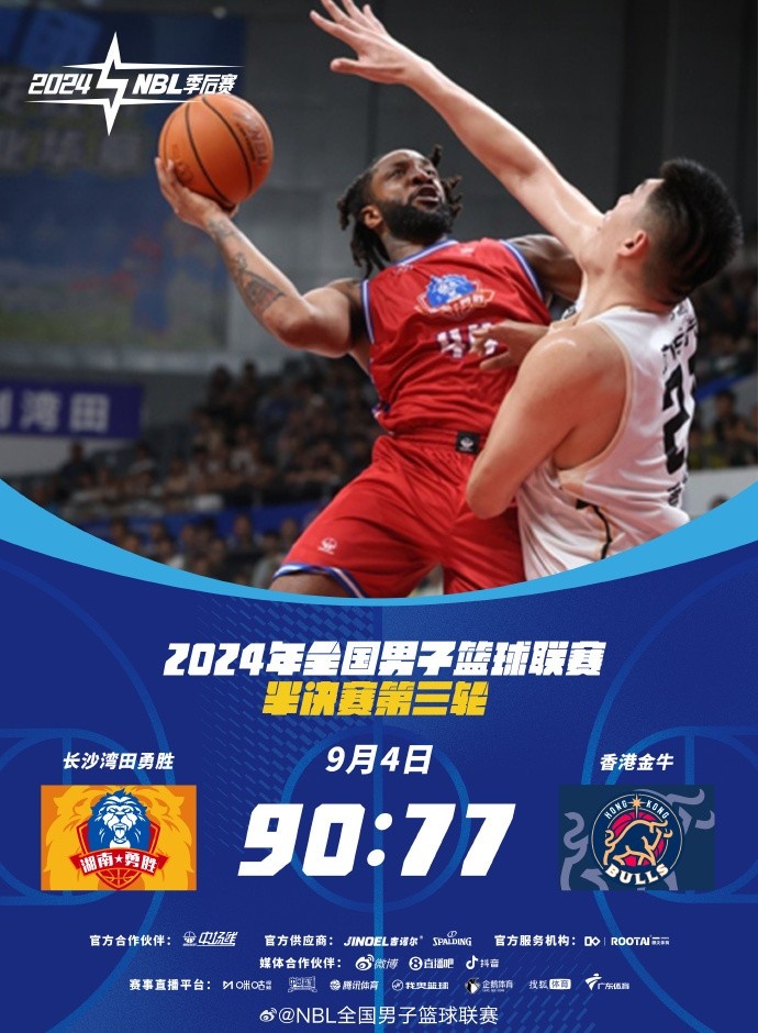 NBL赛果：长沙湾田勇胜主场击败中国香港金牛 总比分扳成1-2